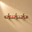 Brass Wall Coat Rack 3-Hook with Resin Inlay and Bone Inaly