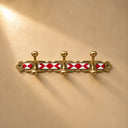 Brass Wall Coat Rack 3-Hook with Resin Inlay and Bone Inaly