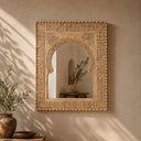 Moroccan Handmade Cedar Mirror | Natural Light Wood Carved Arch