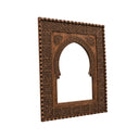 Moroccan Handmade Cedar Mirror | Brown Carved Arch