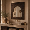 Moroccan Handmade Cedar Mirror | Dark Brown Carved Arch