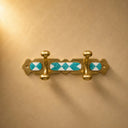Handcrafted Moroccan brass rack with turquoise resin diamond inlay and 2 hooks. Elegant wall hooks for coats, towels, and bags.