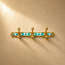 Handcrafted Moroccan brass rack with turquoise resin diamond inlay and 3 hooks. Elegant wall hooks for coats, towels, and bags.