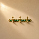 Moroccan brass coat rack with emerald-green resin inlay and 3 hooks. Handmade wall-mounted hooks for entryway, bath, or bedroom.