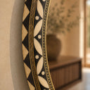 Discover our handcrafted Moroccan oval mirror featuring a solid brass frame with black and white resin inlay. A timeless luxury wall mirror for bathrooms, bedrooms, entryways, and living spaces.
