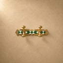 Moroccan brass coat rack with emerald-green resin inlay and 2 hooks. Handmade wall-mounted hooks for entryway, bath, or bedroom.