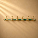  Moroccan brass coat rack with emerald-green resin inlay and 6 hooks. Handmade wall-mounted hooks for entryway, bath, or bedroom.