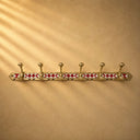 Moroccan brass coat rack with red-and-white resin inlay and 6 hooks. Handmade wall-mounted hooks for entryway or bathroom.
