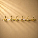 Moroccan brass rack with warm yellow resin inlay and 6 hooks. Handmade wall-mounted hooks for coats, towels, and bags.