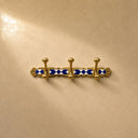  Moroccan handmade brass coat rack with blue-and-white resin inlay and 3 hooks. Wall-mounted entryway or bathroom décor. Each piece unique.