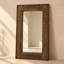 Antique Wood Wall Mirror Brown