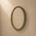 Discover our handcrafted Moroccan oval mirror featuring a solid brass frame with black and white resin inlay. A timeless luxury wall mirror for bathrooms, bedrooms, entryways, and living spaces.