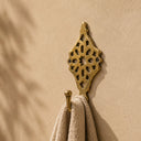 Handmade Moroccan Brass Wall Hook – Antique Brass Coat Hook for Towels, Robes & Entryway Storage