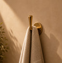 Solid Unlacquered Brass Wall Hook – Modern Brass Coat Hook for Towels, Robes & Entryway Storage