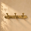 Brass Coat Rack 3 Hooks | Wall Mounted Brass Hook Rail